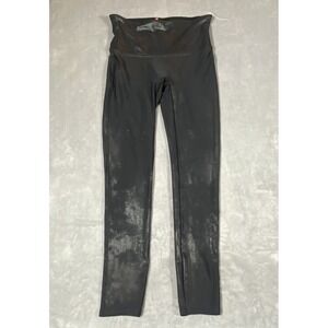 SPANX Faux Leather Leggings Black Womens Size XL Stretch Mid Rise Sleek Slimming